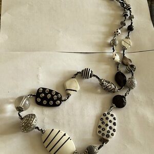 Loft long necklace  Cute Black and white and silver  measures double  19